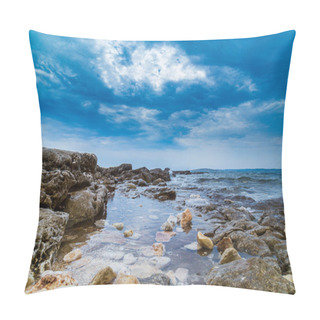 Personality  Rock Formations On The Adriatic Sea In Summer, Under Warm Evening Light Pillow Covers