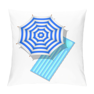 Personality  Blue And White Striped Beach Umbrella And Air Mattress Pillow Covers