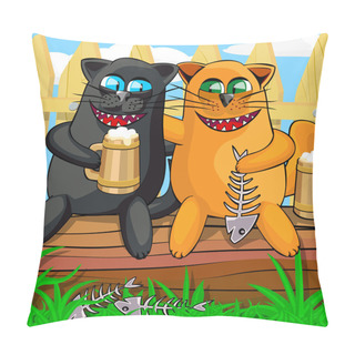 Personality  Cats Drinking Beer Pillow Covers