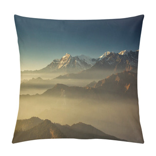 Personality  Beautiful View At Poon Hill With Dhaulagiri Peaks In Background At Sunset. Himalaya Mountains, Nepal. Pillow Covers