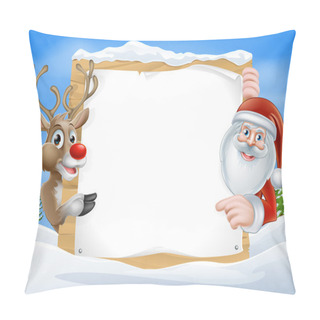 Personality  Christmas Reindeer And Santa Sign Pillow Covers