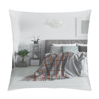 Personality  Cozy Interior Of Monochromatic Bedroom Pillow Covers
