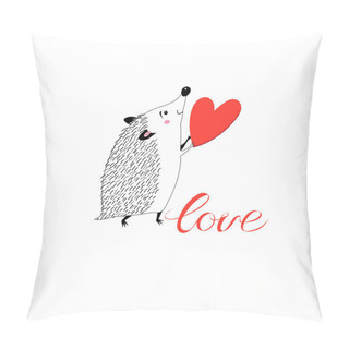 Personality  Congratulatory Funny Hedgehog With Heart  Pillow Covers