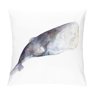 Personality  Watercolor Sperm Whale,  Hand-drawn Illustration Isolated On White Background. Pillow Covers