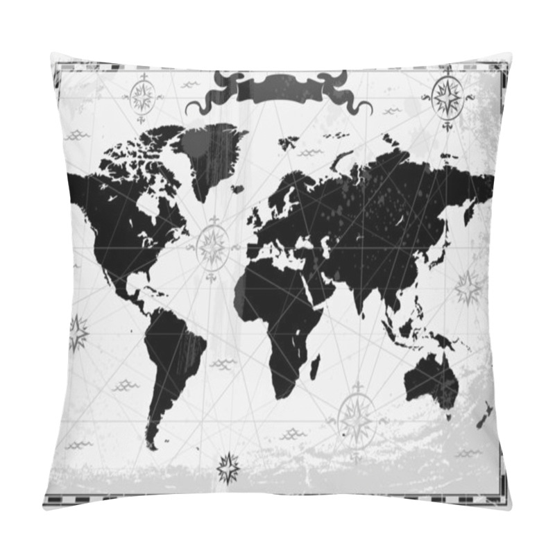 Personality  Black ancient World map pillow covers