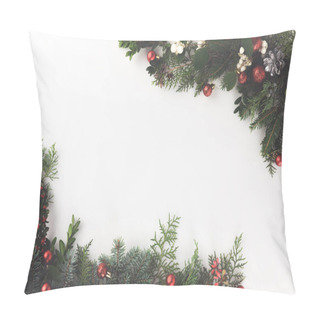 Personality  Christmas Frame Made Of Fir Branches Pillow Covers