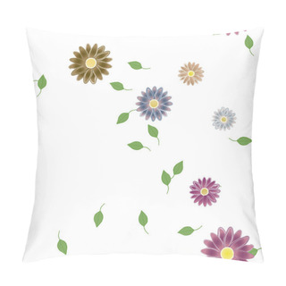 Personality  Vector Illustration Of Summer Flowers Petals With Leaves, Botanical Background Pillow Covers