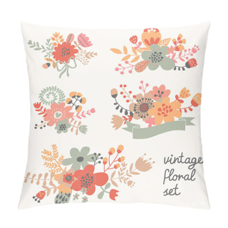Personality  Vintage Flowers In Vector. Pillow Covers