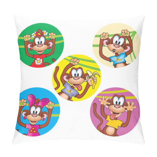 Personality  Set Funny Monkeys. Symbol Of The Year 2016. Pillow Covers