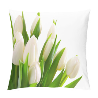 Personality  White Tulips Background. Pillow Covers