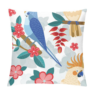 Personality  Flat Pattern With Exotic Parrots And Flowers Pillow Covers