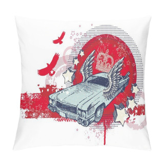 Personality  Hand Drawn Winged Retro Car Pillow Covers