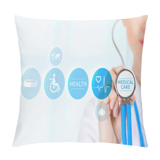 Personality  Doctor Working With Modern Medical Icons Pillow Covers