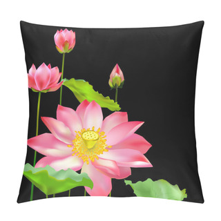 Personality  Flowers, Buds And Leaves Of The Lotus. Pillow Covers