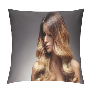 Personality  Beautiful Blonde Woman With Long, Healthy , Straight And Shiny Hair. Pillow Covers