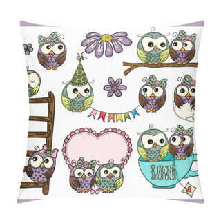 Personality  Loving Owls Set Digital Elements Pillow Covers