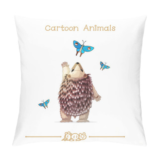 Personality   Toons Series Cartoon Animals: Hedgehog And Butterflies Pillow Covers