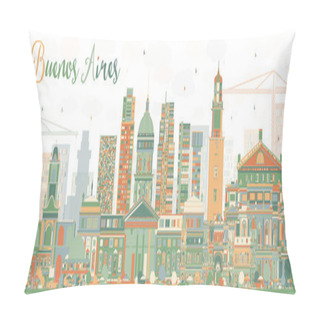 Personality  Abstract Buenos Aires Skyline With Color Landmarks Pillow Covers