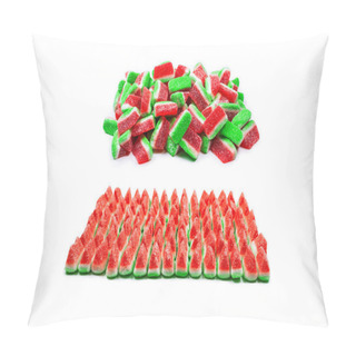Personality  Watermelon Jelly Sweets. Tasty Chewing Candies. Top View.  Pillow Covers