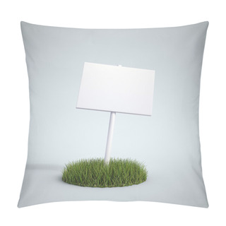 Personality  An Empty Sign On A Patch Of Grass Pillow Covers