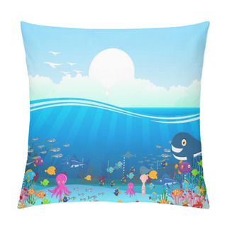 Personality  Sea Life Cartoon Background Pillow Covers