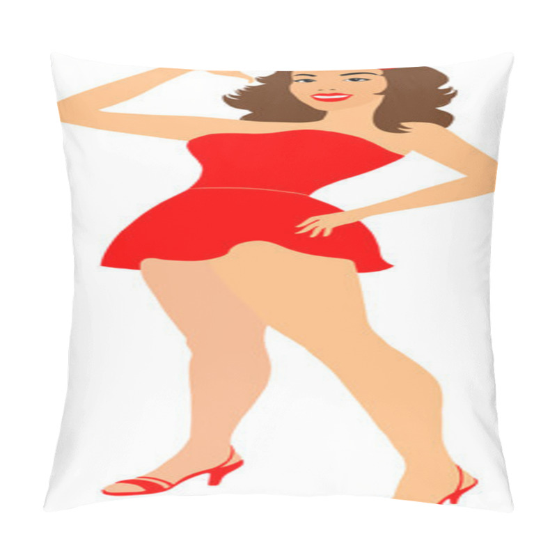 Personality  Vector retro girl in red dress pillow covers