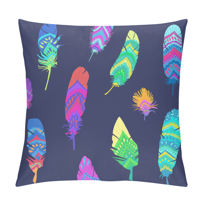 Personality  Seamless Pattern With Ethnic Feathers Pillow Covers