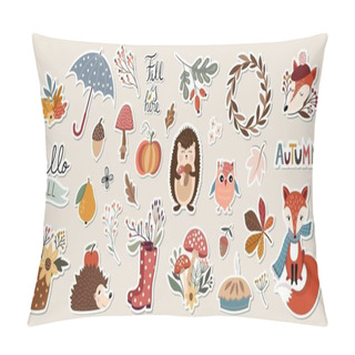 Personality  Autumn Stickers Collection With Cute Seasonal Elements Pillow Covers