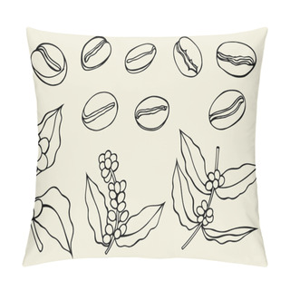 Personality  Coffee Branch. Plant With Leaf, Berry, Fruit, Seed. Pillow Covers