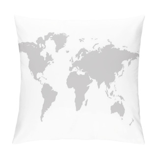 Personality  Vector World Map, Gray Silhouette Isolated On White Background. Pillow Covers