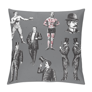 Personality  Vintage Hand Drawn Gentlemen Set Pillow Covers