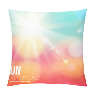 Personality  Bright Shining Sun With Lens Flare. Pillow Covers