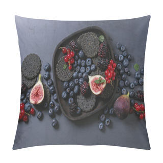 Personality  Variety Of Berries And Figs With Black Crackers Pillow Covers