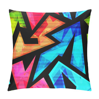 Personality  Neon Geometric Seamless Pattern With Grunge Effect Pillow Covers