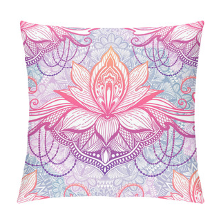 Personality  Art Seamless Pattern Lotus Flower Mandala. Ethnic Abstract Print. Colorful Repeating Background Texture. Culture Bohemian Ornament. Pillow Covers