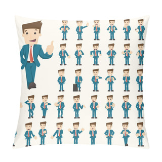 Personality  Set Of Businessman Characters Poses Pillow Covers