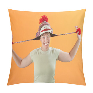 Personality  Woman Pulling Her Hat Pillow Covers