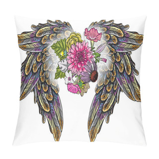 Personality  Ornate Fashioned Wings And Elegant Vintage Flower Bouquet, Isola Pillow Covers