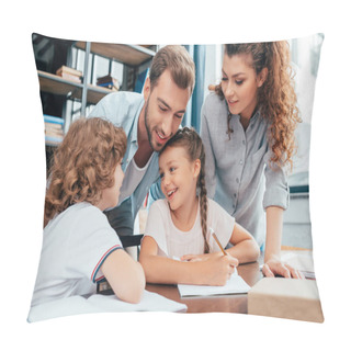 Personality  Parents Doing Homework With Kids Pillow Covers
