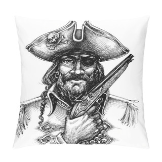 Personality  Pirate Portrait Drawing Pillow Covers