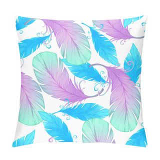 Personality  Watercolor Seamless Pattern With Bird Feathers. Pillow Covers