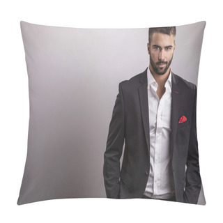 Personality  Elegant Young Handsome Man. Studio Fashion Portrait. Pillow Covers