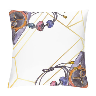 Personality  Clothes And Accessories Fashion Set Illustration. Border Frame Ornament With Copy Space. Pillow Covers