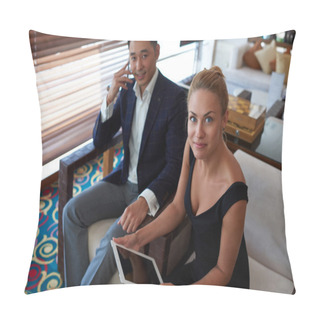 Personality  Two Confident Lawyers Working Together Pillow Covers