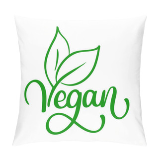 Personality  Vegan Vector Illustration Logo, Food Design. Handwritten Lettering For Restaurant, Cafe Raw Menu. Elements For Labels, Logos, Badges, Stickers Or Icons. Calligraphic And Typographic Collection Pillow Covers