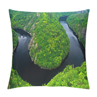 Personality  River Canyon With Water And Forest Pillow Covers