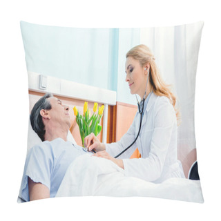 Personality  Doctor Examining Patient With Stethoscope Pillow Covers