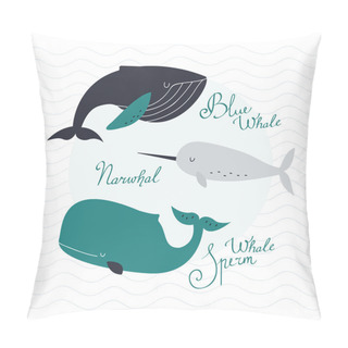 Personality  Awesome Whales On Wavy Background Pillow Covers
