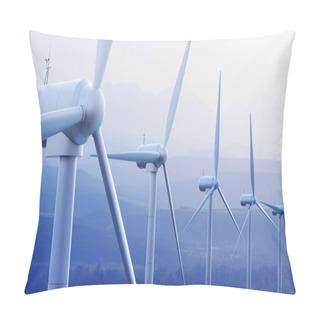 Personality  Wind Turbines With Distant Mountains Pillow Covers