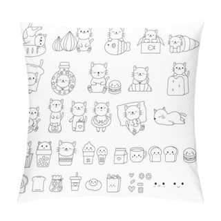 Personality  Big Set Cat Animal Cartoon Hand Drawn,doodle,line Art Style Cute Cartoon Funny Character. Pet Collection. Flat Design Baby Background.vector Illustration Pillow Covers